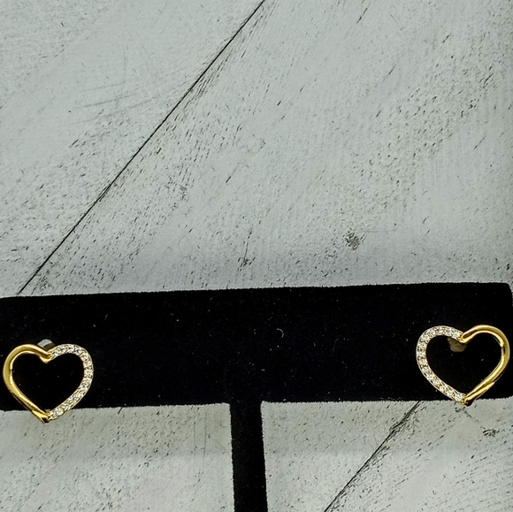 Heart CZ inlay studs - Picture 6 of 7